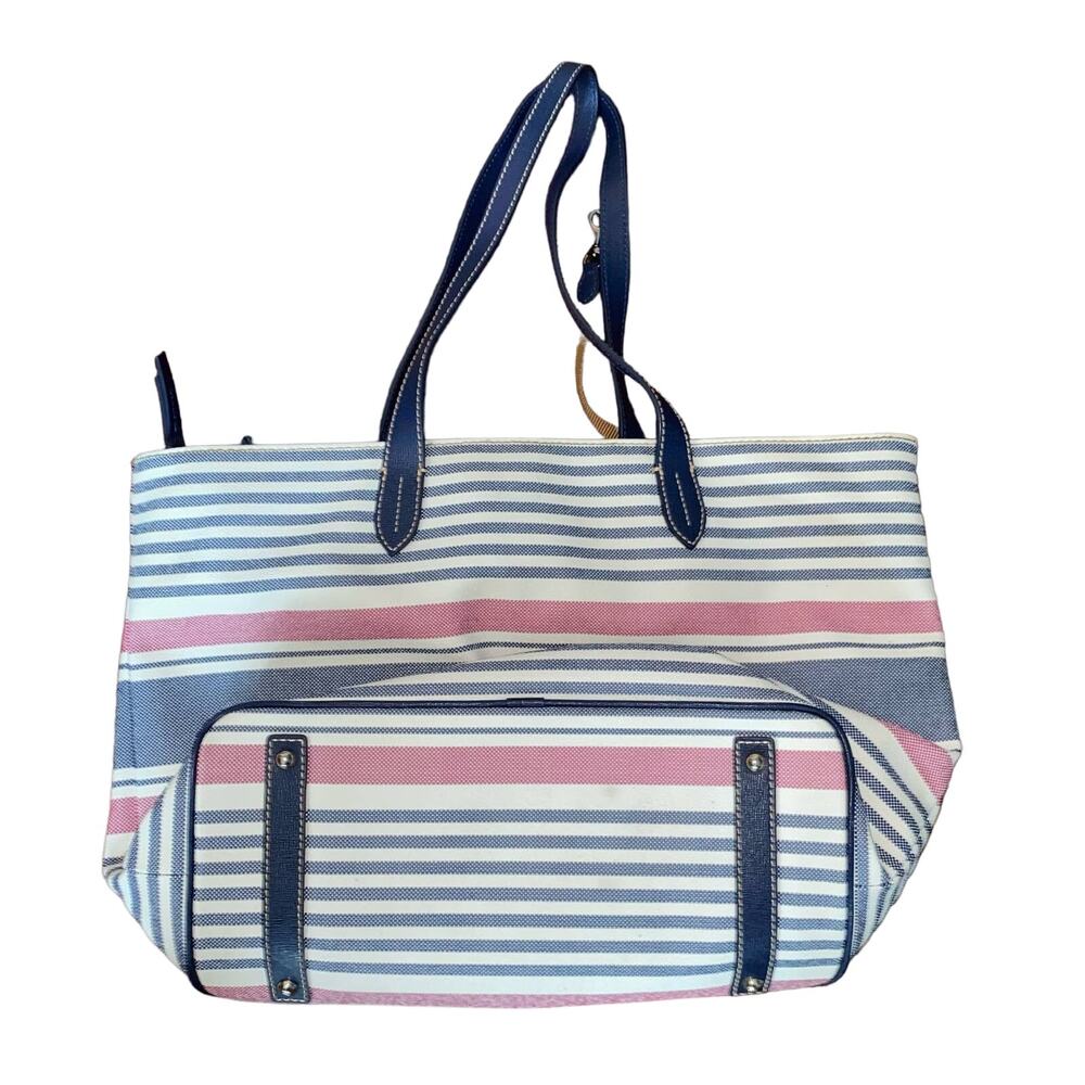 Dooney & Bourke Waverly Shopper Tote Striped Zippered Navy Red Handbag Purse - Picture 10 of 15
